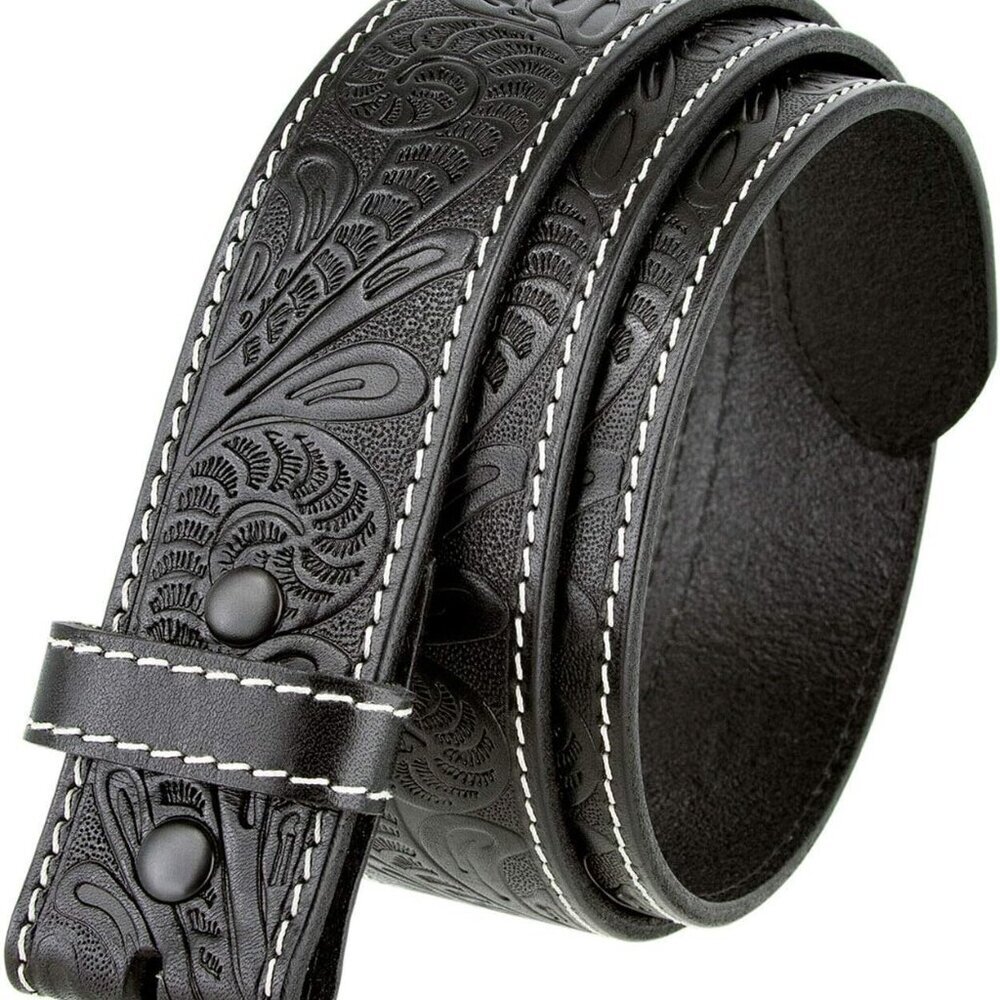 Genuine Full Grain Western Engraved Tooled Leather Strap or Belt 1-1/2" Wide